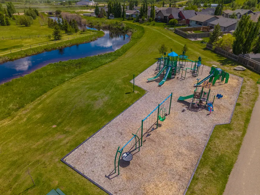 Aerial of the Valarosa playground and creekside park